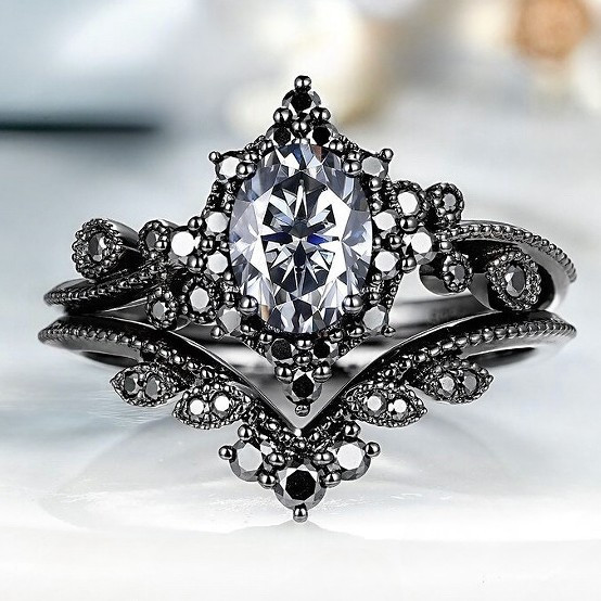 European And American Style Women Wedding Couple Couple Rings Fashion Zircon Ring Set