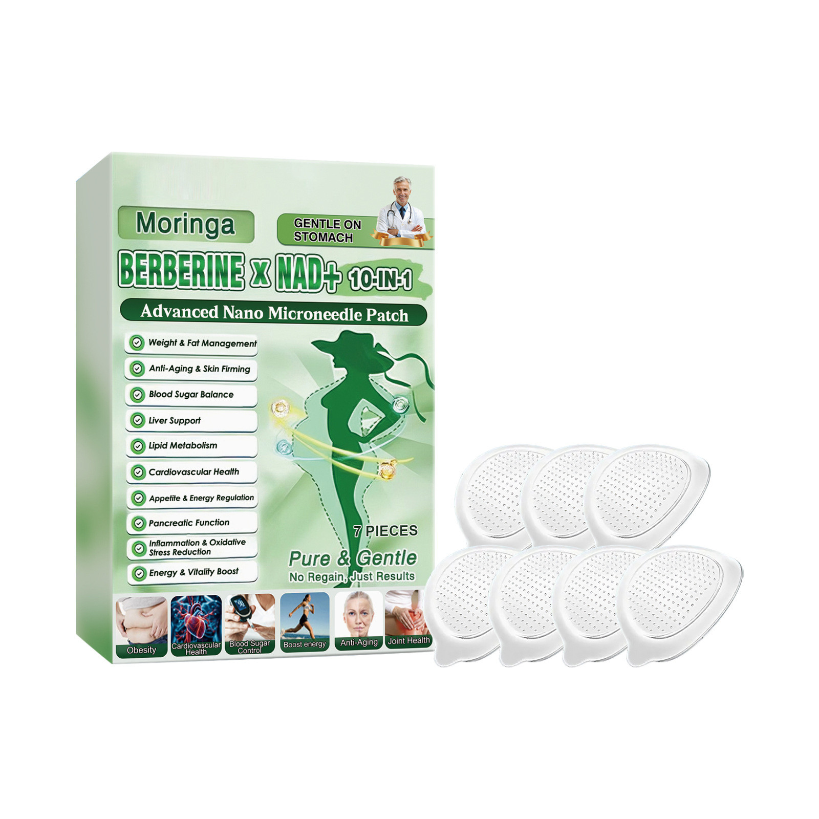 Moringa Advanced Nano Microneedle Patch, 7 Pieces